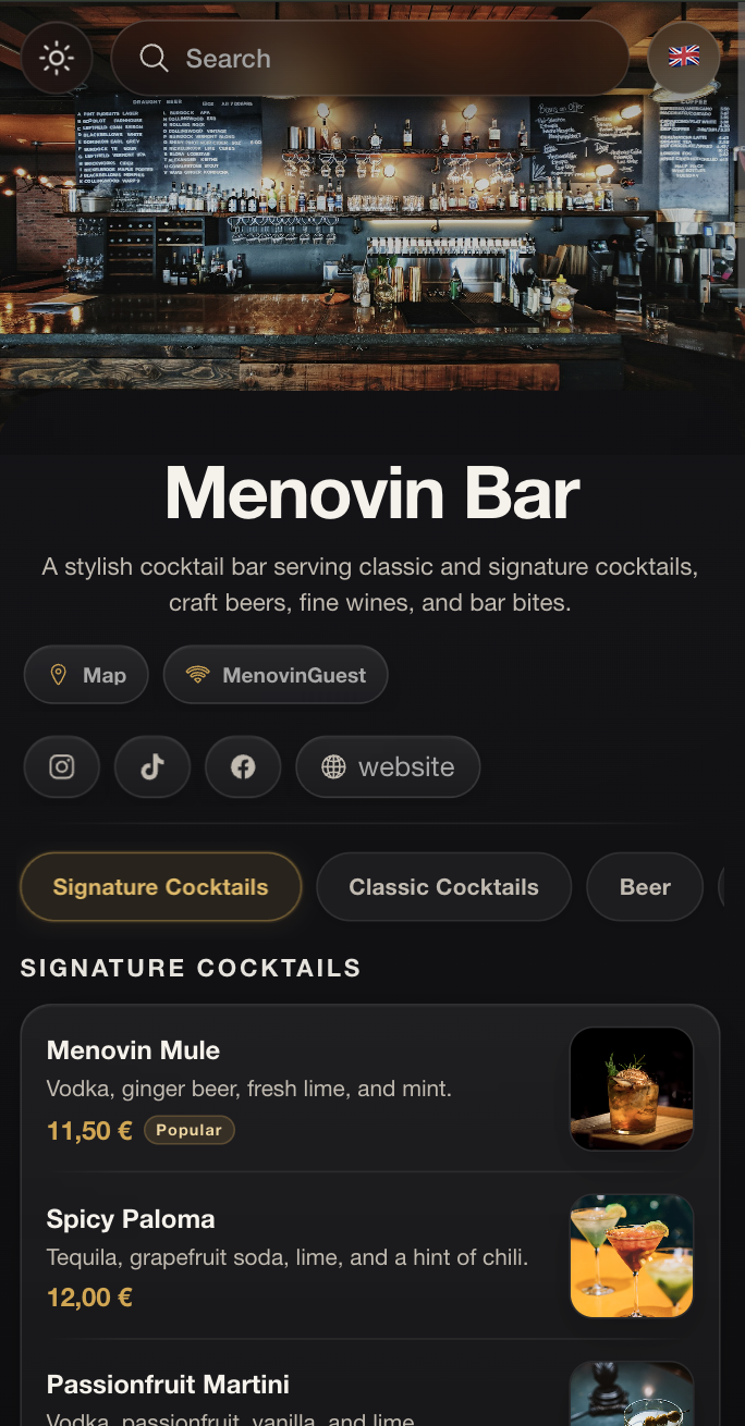Menovin Bar mobile menu demo